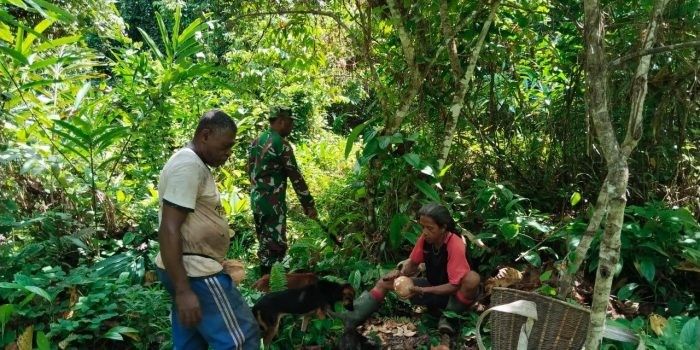 Babinsa Koramil 04/Misol Bantu Warga Olah Kelapa Menjadi Kopra