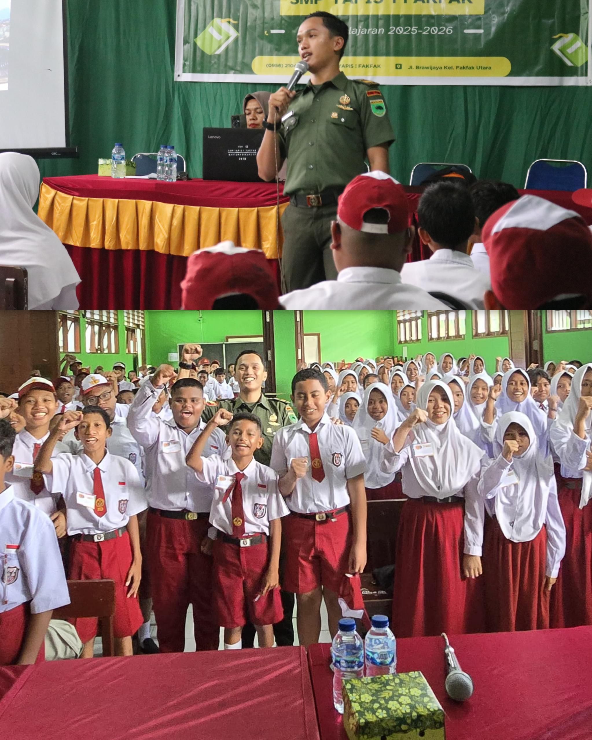 Pasi Ter Korem 182/JO Ingatkan Bela Negara & Wasbang Kepada Calon Siswa SMP Yapis 1 fakfak.