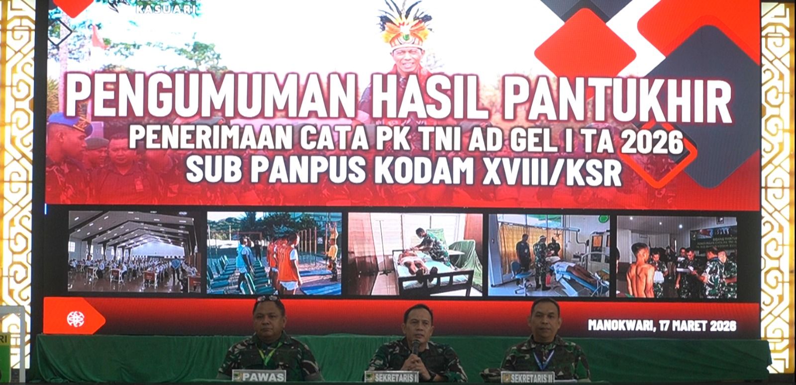 Transparan, Objektif, dan Berintegritas warnai pengumuman Cata PK TNI AD Gelombang I TA 2026. 