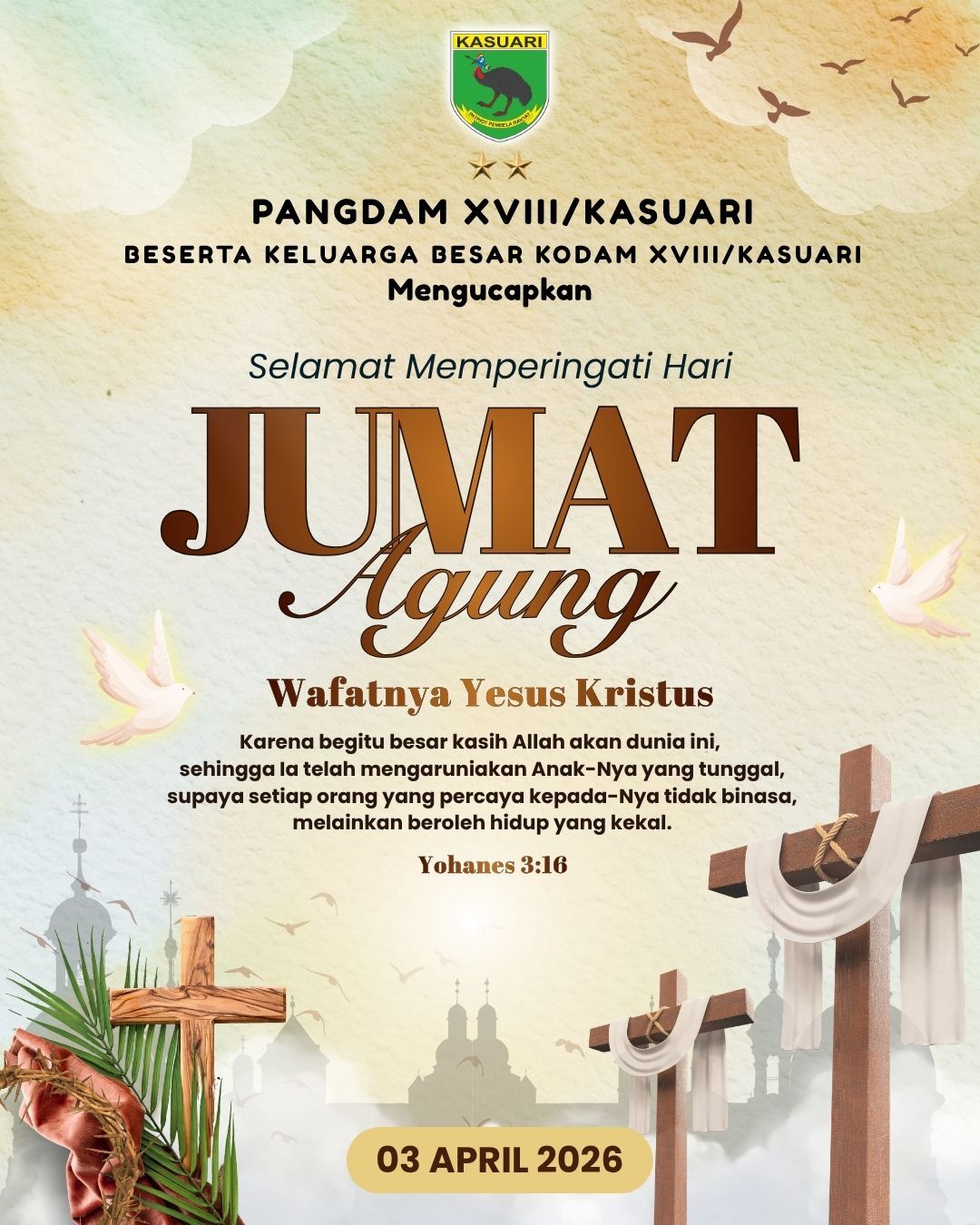 "Selamat memperingati Hari Jumat Agung". 